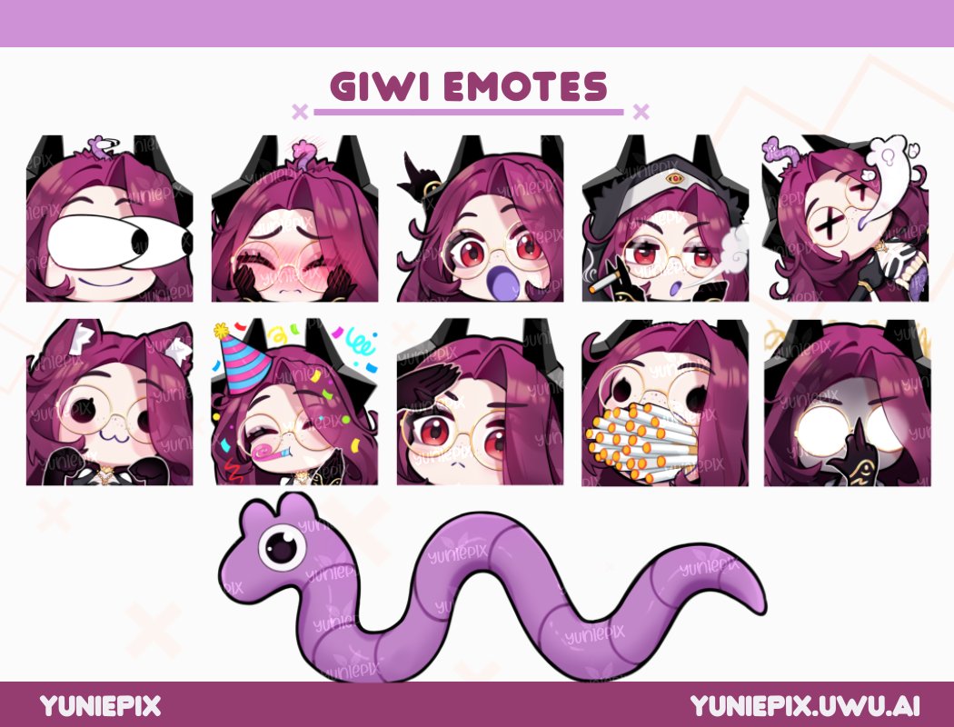 Emote set for @.Giwi_  🧠🪱 

#Giwiart  ♡