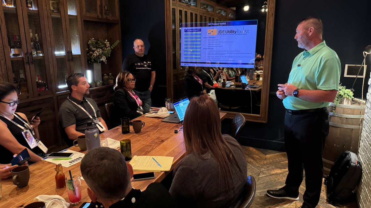 CATechnologyLLC's tweet image. Big thanks to all who joined our Power Breakfast Session at #BLUEPRINT4D in Vegas! ☕🍓
We kicked off the day with fresh coffee + fresh insights on #JDEOrchestration from CAT expert Jeff Copper.
Your energy made it a success! 🙌
#BP4D #catexperts #ERP #TechTalks @QuestUserGroup