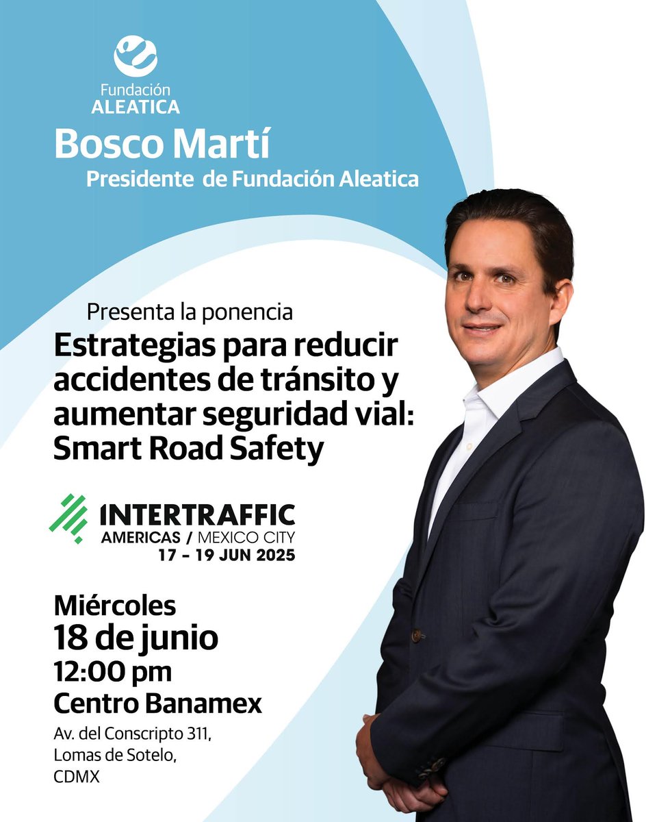 Fundación Aleatica (@fundaleatica) on Twitter photo Este 18 de junio, <a href="/BoscoMarti/">Bosco Marti</a>, Presidente de Fundación Aleatica, será parte del Encuentro Internacional de Seguridad Vial Intertraffic, dentro del ciclo de conferencias sobre Seguridad e Infraestructura Sostenible.
Súmate a esta conversación
👉🏽 Regístrate en Este 18 de junio, <a href="/BoscoMarti/">Bosco Marti</a>, Presidente de Fundación Aleatica, será parte del Encuentro Internacional de Seguridad Vial Intertraffic, dentro del ciclo de conferencias sobre Seguridad e Infraestructura Sostenible.
Súmate a esta conversación
👉🏽 Regístrate en
