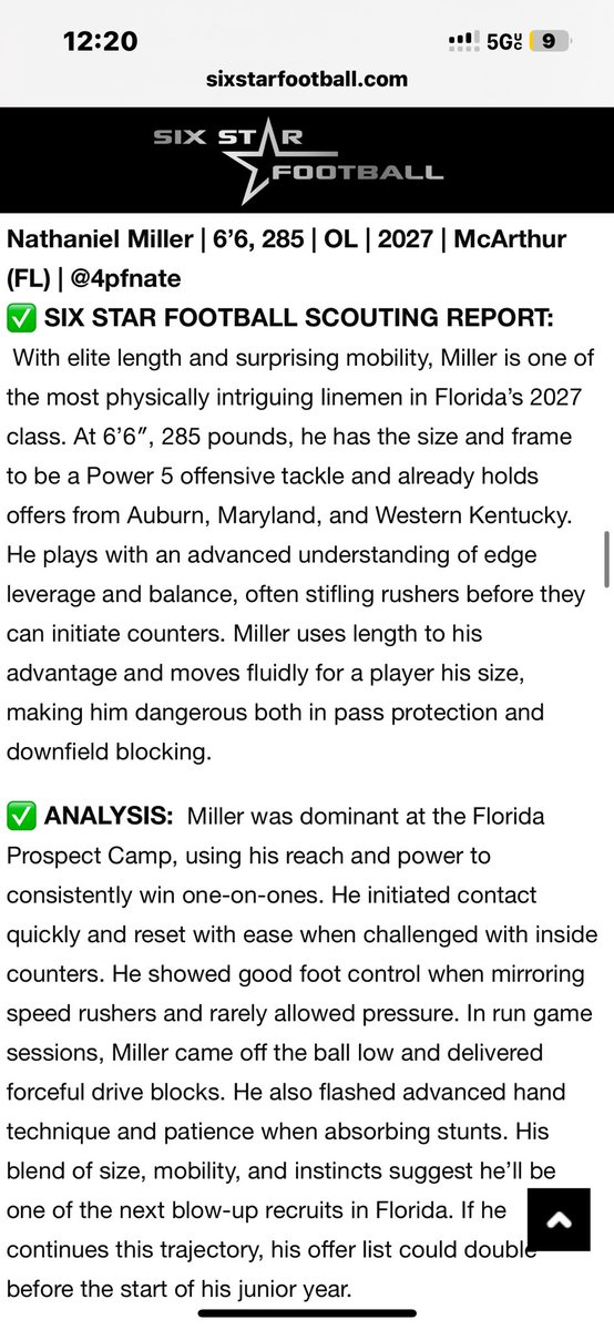 Thank you <a href="/sixstarfootball/">Six Star Football | PLUS+</a> for the write up at the Florida gators camp
<a href="/coach_defuria/">Giuseppe DeFuria</a> <a href="/NP_Florida/">Chad Jamison</a> <a href="/chop_ortega/">coach chop</a> <a href="/Mcarthur_FB/">MCARTHUR MUSTANGS</a> <a href="/coach_defuria/">Giuseppe DeFuria</a> <a href="/DBs__Only/">Coach Noah Pressley</a> <a href="/CoachMacho/">Coach John Cassaro</a> <a href="/Maine_Event99/">CoachJT9</a> @JohnGarcia_J <a href="/DBs__Only/">Coach Noah Pressley</a>  <a href="/CoachGLemonier/">Guy Lemonier, Jr.</a>