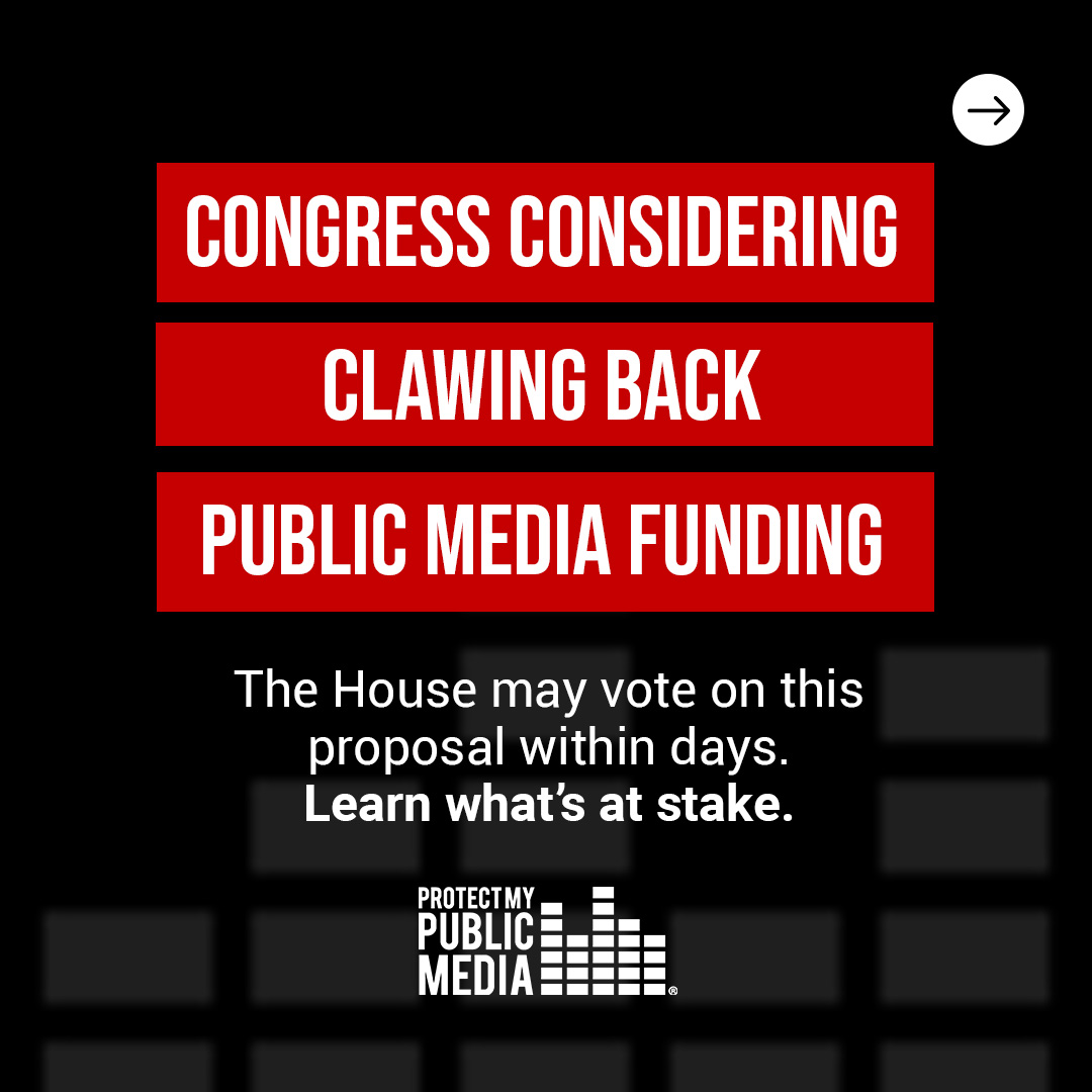 KALW's tweet image. URGENT: The House vote on the rescission proposal that would claw back public media funding is officially scheduled to take place this afternoon, at around 12pm PT.
Stand with Us now by visiting protectmypublicmedia.org to take action.