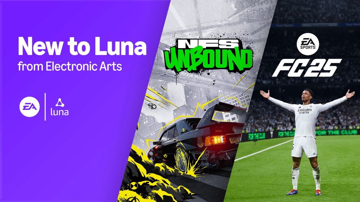 Get hyped! EA Sports FC 25 and Need for Speed Unbound are now available on Luna! 

Learn more: amazonluna.blog/ea-sports-fc-2…