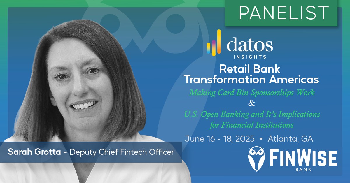 We are excited to be participating in the Datos Insights Retail Bank Transformation Conference in Atlanta, Georgia June 16-18. Our Deputy Chief Fintech Officer, Sarah Grotta will be a panel guest in the panel sessions “Making Card Bin Sponsorships Work” on June 17 and  “U.S. Open