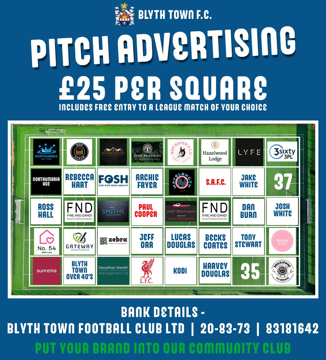 Blyth Town FC (@blyth_townfc) on Twitter photo ๐๐๐๐๐ ๐๐๐๐๐๐๐๐๐๐๐
Only 2 numbers left!
Put your brand into our community club!
๐๐ก๐ ๐๐จ๐ฆ๐ฉ๐ฅ๐๐ญ๐๐ ๐ฉ๐ข๐ญ๐๐ก ๐ฐ๐ข๐ฅ๐ฅ ๐๐ ๐ฉ๐ซ๐ข๐ง๐ญ๐๐ ๐ฅ๐๐ซ๐ ๐ ๐๐ง๐ ๐๐ ๐ฉ๐ซ๐จ๐ฎ๐๐ฅ๐ฒ ๐๐ข๐ฌ๐ฉ๐ฅ๐๐ฒ๐๐ ๐๐ญ ๐ญ๐ก๐ ๐๐ฅ๐ฎ๐ ๐๐จ๐ซ ๐๐ ๐๐จ๐ง๐ญ๐ก๐ฌ!
๐ ๐๐๐๐๐ ๐๐๐๐๐๐๐๐๐๐๐
Only 2 numbers left!
Put your brand into our community club!
๐๐ก๐ ๐๐จ๐ฆ๐ฉ๐ฅ๐๐ญ๐๐ ๐ฉ๐ข๐ญ๐๐ก ๐ฐ๐ข๐ฅ๐ฅ ๐๐ ๐ฉ๐ซ๐ข๐ง๐ญ๐๐ ๐ฅ๐๐ซ๐ ๐ ๐๐ง๐ ๐๐ ๐ฉ๐ซ๐จ๐ฎ๐๐ฅ๐ฒ ๐๐ข๐ฌ๐ฉ๐ฅ๐๐ฒ๐๐ ๐๐ญ ๐ญ๐ก๐ ๐๐ฅ๐ฎ๐ ๐๐จ๐ซ ๐๐ ๐๐จ๐ง๐ญ๐ก๐ฌ!
๐
