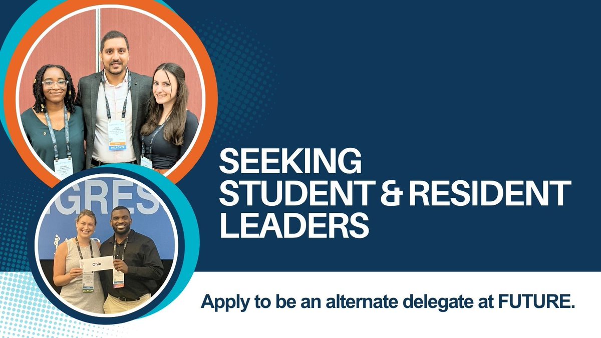The application deadline for alternate delegates to the National Congress of Student Members and the National Congress of Family Medicine Residents at the <a href="/aafp/">AAFP</a>'s FUTURE conference has been extended to Monday, June 23. Learn more and apply: buff.ly/OugHfyR