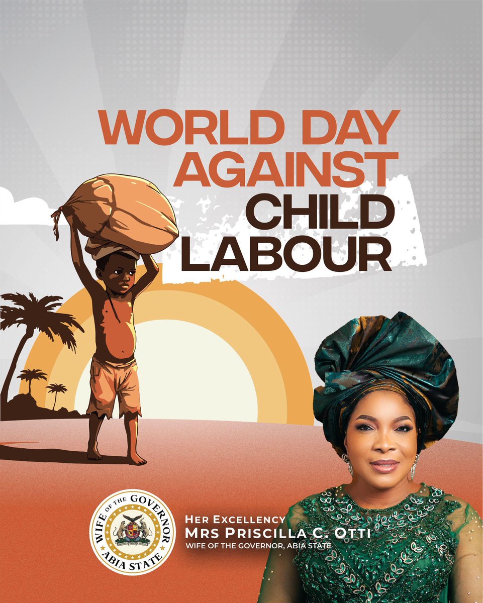 PriscillaOtti's tweet image. Let's reaffirm our commitment to protecting our children and promoting education as we mark World Day Against Child Labor. Every child deserves a childhood free from exploitation and full of opportunities.
In Abia State, we are working tirelessly to ensure every child has…