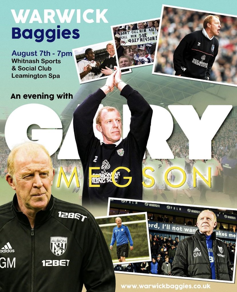 A date for your diary - Warwick Branch have their next meeting on Thursday August 7th with Gary Megson