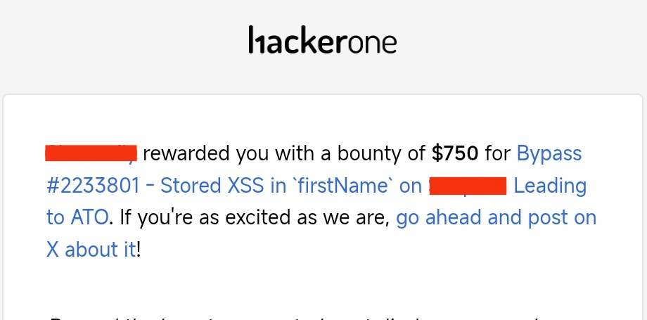 Yay, I was awarded a $750 bounty on <a href="/Hacker0x01/">HackerOne</a>! hackerone.com/marciosz_ #TogetherWeHitHarder