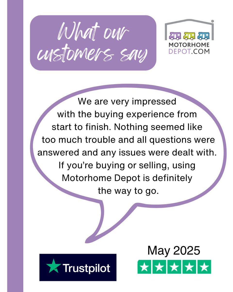 Read more five-star reviews for Motorhome Depot on Trustpilot.
#Motorhome #motorhomelife #motorhomeadventures #motorhometravel #motorhomeliving #motorhomelifestyle #campervan #campervanlife #campervanadventures #MotorhomesForSale