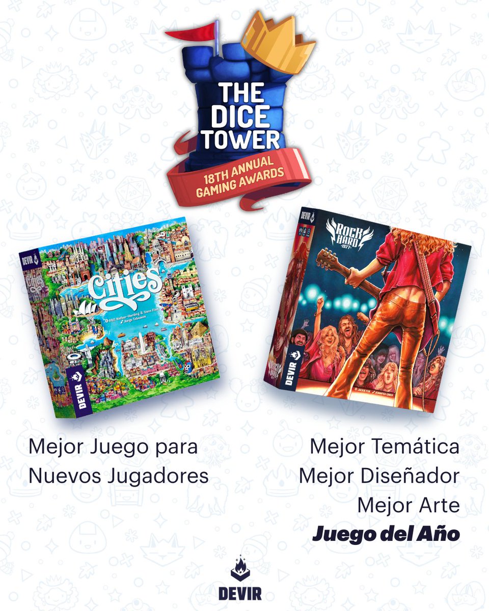 Devir Chile (@devirchile) on Twitter photo 🎉 ¡Estamos nominados a los 18º Dice Tower Awards!
🎸 RockHard 1977 🏙️ Cities
Gracias a <a href="/dicetower/">さいとう</a> por este honor.
¡Felicitaciones a todes les artistas y creadores! 🎉 ¡Estamos nominados a los 18º Dice Tower Awards!
🎸 RockHard 1977 🏙️ Cities
Gracias a <a href="/dicetower/">さいとう</a> por este honor.
¡Felicitaciones a todes les artistas y creadores!