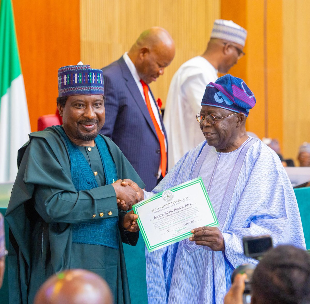 barauijibrin's tweet photo. Today, the 10th National Assembly hosted the President and Commander-in-Chief of the Armed Forces of the Federal Republic of Nigeria, His Excellency, Bola Ahmed Tinubu, GCFR, to a special joint session to commemorate this year's Democracy Day. https://t.co/rFdR5ZQ6Kt