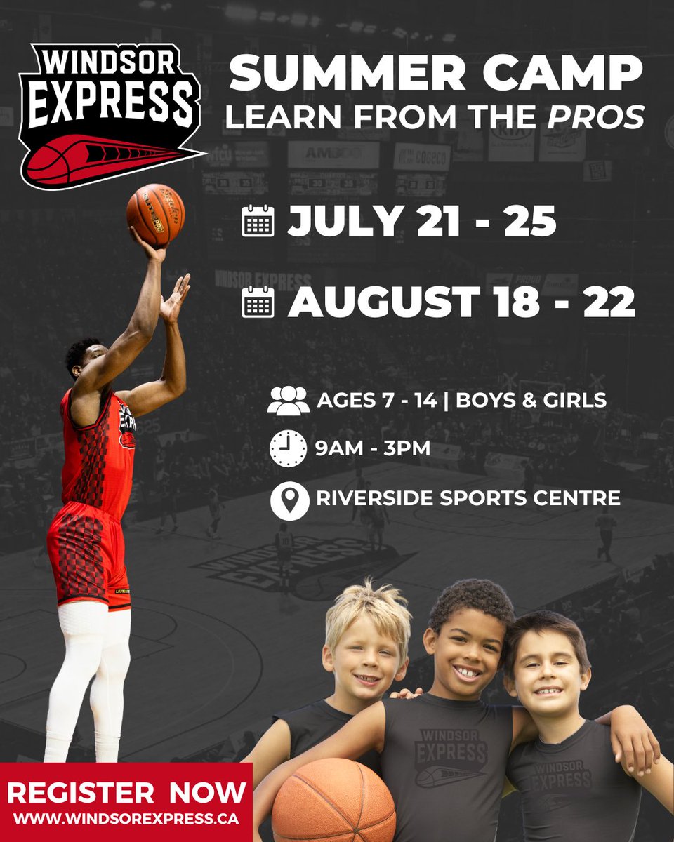Windsor Express (@windsorexpress) on Twitter photo 📣 Windsor Express Youth Summer Camp is back!
🏀 Ages 7–14 | Beginner & Intermediate
Learn from the pros, sharpen your skills, win prizes, and have a blast!
July Camp: bit.ly/4n3EglK
August Camp: bit.ly/4dVseq8
📩 camps@windsorexpress.ca 📣 Windsor Express Youth Summer Camp is back!
🏀 Ages 7–14 | Beginner & Intermediate
Learn from the pros, sharpen your skills, win prizes, and have a blast!
July Camp: bit.ly/4n3EglK
August Camp: bit.ly/4dVseq8
📩 camps@windsorexpress.ca