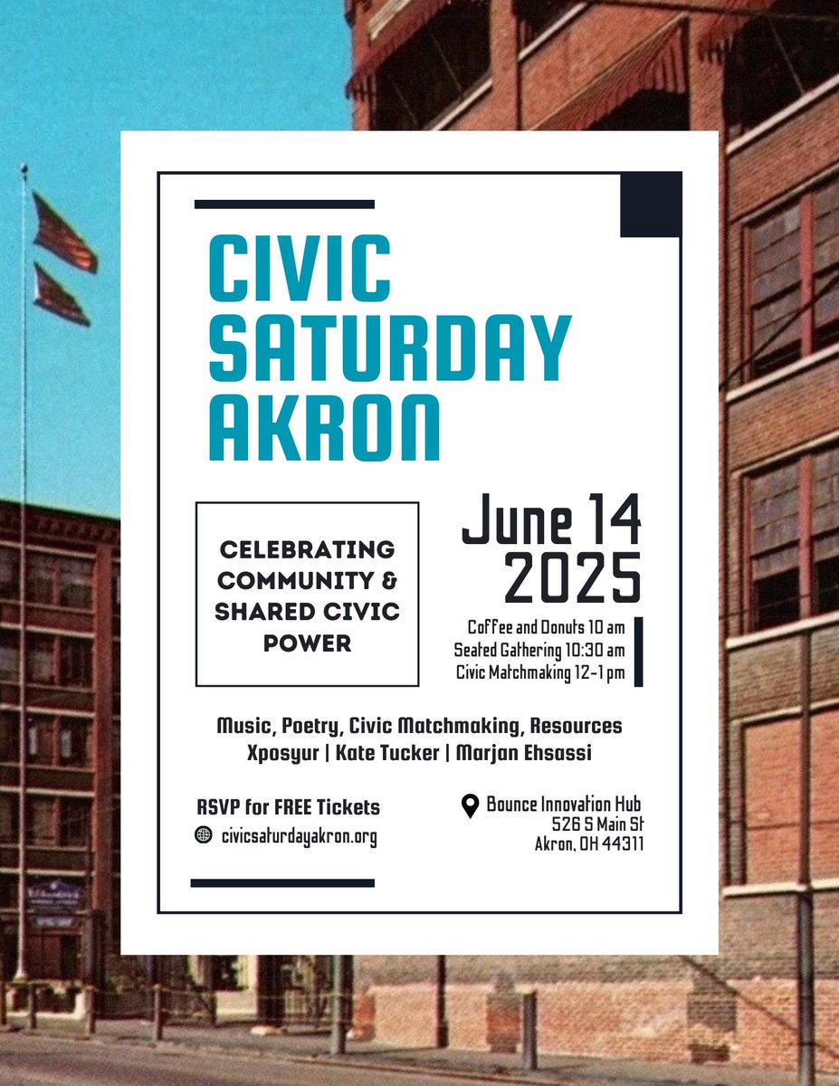 cssbh's tweet image. We&apos;ll be among the community organizations participating in Civic Saturday Akron on June 14. The event includes live music, poetry &amp;amp; community connections. Come join us! To learn more, visit civicsaturdayakron.org.