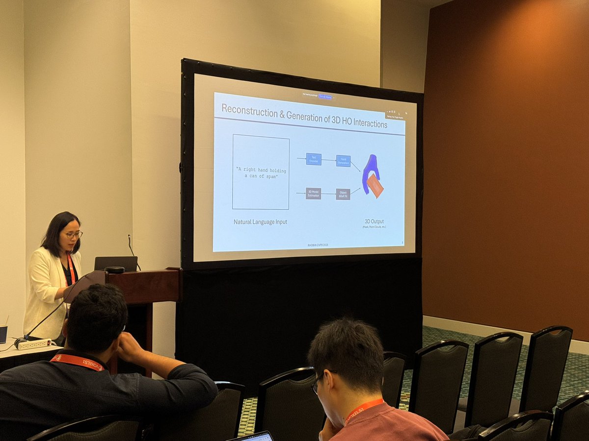 Third speaker Angela Yao talking about hand object reconstruction and generation! <a href="/angelayao101/">Angela Yao</a>