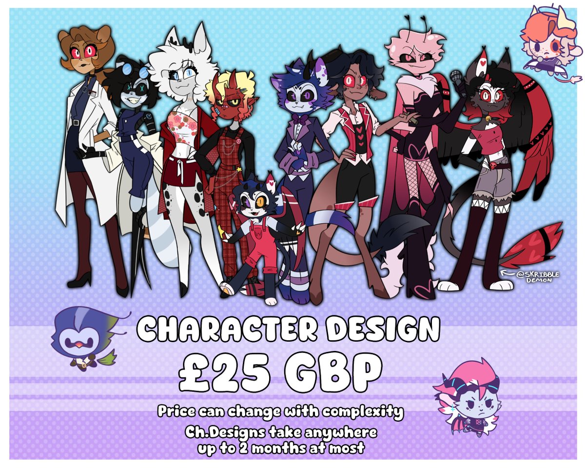 SpookyObak's tweet image. 2025 C0m sheet.
everything's been reduced
#HazbinHotel #HelluvaBoss #commissionsopen #commissions