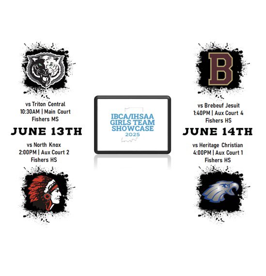Cody Dudley (@codydudley87) on Twitter photo 🗣️ COLLEGE WBB COACHES
Our schedule for the <a href="/IBCA_Coaches/">IBCA Coaches</a> <a href="/IHSAA1/">IHSAA</a> Charlie Hughes Girls Team Showcase.. We have recruitable players at about every level at <a href="/NortheasternGBB/">NHS Girls Basketball</a>
6/13
Triton Central | 10:30am
Fishers MS Main Crt
North Knox | 2:00pm
Fishers HS Aux Crt 2
6/14 🗣️ COLLEGE WBB COACHES
Our schedule for the <a href="/IBCA_Coaches/">IBCA Coaches</a> <a href="/IHSAA1/">IHSAA</a> Charlie Hughes Girls Team Showcase.. We have recruitable players at about every level at <a href="/NortheasternGBB/">NHS Girls Basketball</a>
6/13
Triton Central | 10:30am
Fishers MS Main Crt
North Knox | 2:00pm
Fishers HS Aux Crt 2
6/14