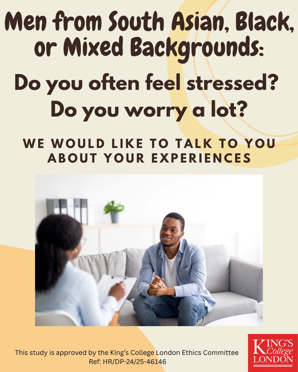 thaliaeley's tweet image. We're running a study to understand experiences of worry & stress among people from South Asian, Black, or mixed ethnic backgrounds, especially men. Participants must be UK-based & over 18. More detail in the images. Sign up here: tinyurl.com/lensstudy @GLADStudy