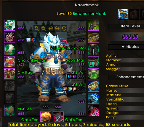 Naowhxd's tweet image. HARD WORK PAYS OFF.
Finally after a lot of tears and sweat I have my brewmaster ready for Mythic raiding!