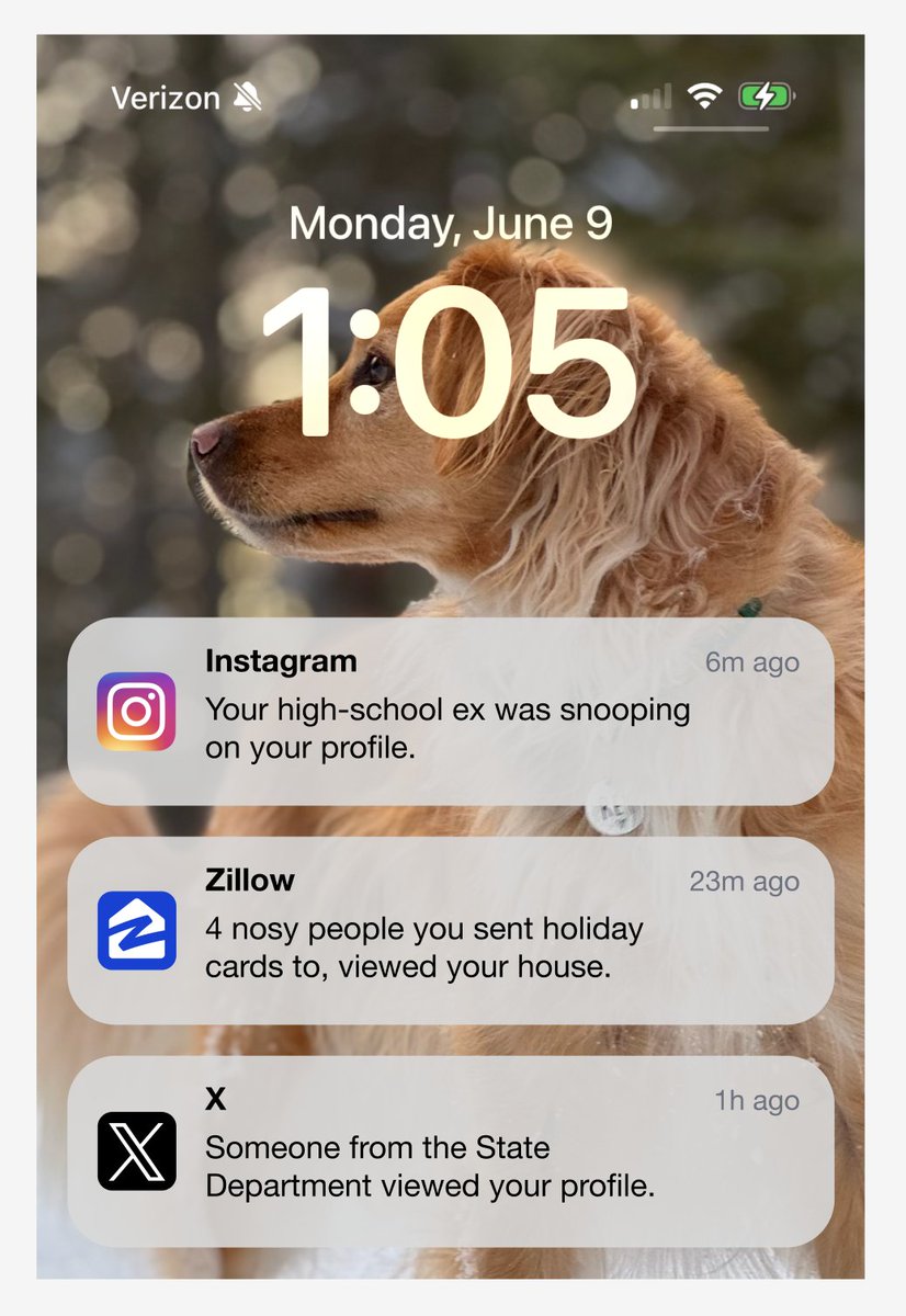 elizlaraki's tweet image. If all apps used LinkedIn's notification: “This person viewed your profile...”
→ Insta: Your high-school ex was snooping on your profile.
→ Zillow: 4 nosy people you sent holiday cards to, viewed your house.
→ X: Someone from the State Dept viewed your profile.