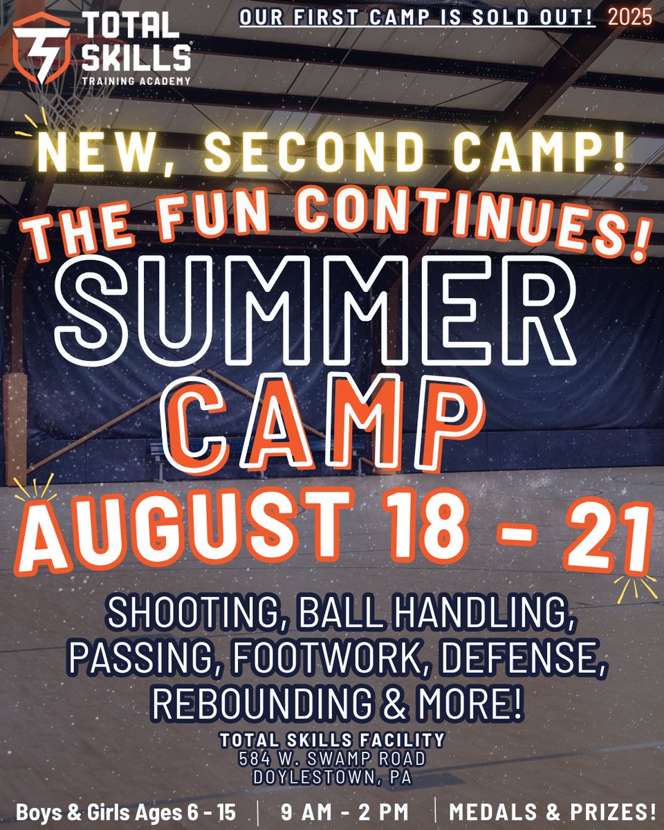 Our first week of summer camp SOLD OUT… So We’re Running It Back! 🔥
Due to high demand, we’ve just opened up a SECOND WEEK of our Summer Camp!  If you missed the first round.. now’s your chance to grab a spot before they’re gone (again). Register at totalskills.com