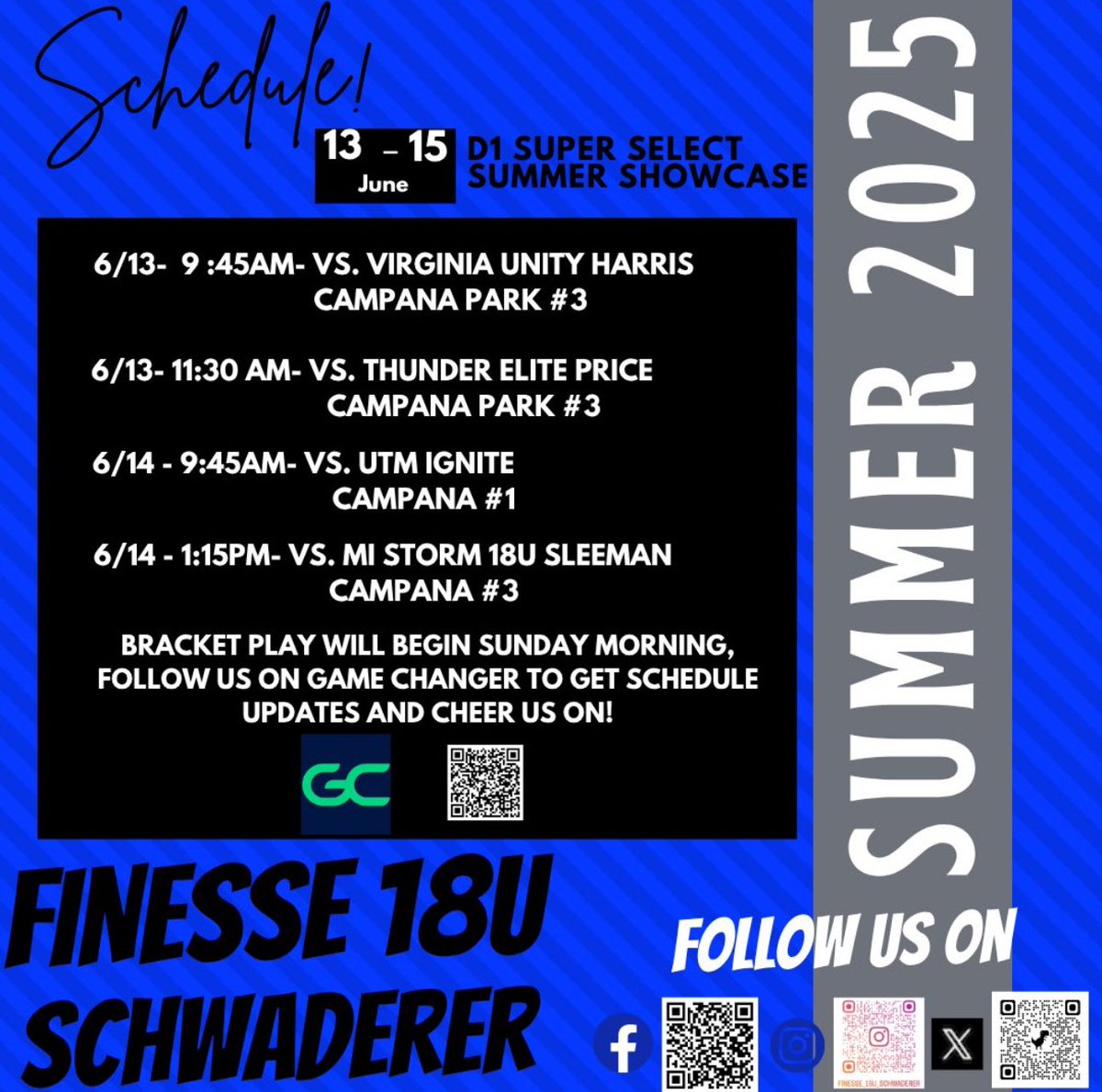 Whitni Enis (@whitni_enis2026) on Twitter photo Ready for the D1 Super Select Summer Showcase this weekend! Schedule ⬇️
#uncommitted2026
<a href="/FinesseSchwader/">Finesse Schwaderer</a> <a href="/FinesseOrg/">Finesse Fastpitch</a> <a href="/d1fastpitch1/">D1 Fastpitch</a> <a href="/D1Softball/">D1Softball</a> <a href="/SBRRetweets/">Softball Recruiting Reposts</a> Ready for the D1 Super Select Summer Showcase this weekend! Schedule ⬇️
#uncommitted2026
<a href="/FinesseSchwader/">Finesse Schwaderer</a> <a href="/FinesseOrg/">Finesse Fastpitch</a> <a href="/d1fastpitch1/">D1 Fastpitch</a> <a href="/D1Softball/">D1Softball</a> <a href="/SBRRetweets/">Softball Recruiting Reposts</a>