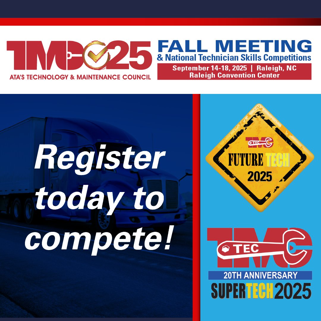 🏆 #TMCSuperTech25 will host hands-on skills competitions for #fleet professionals and commercial vehicle #technicians—and the best are heading to Raleigh to showcase their talents. 

🛠️ Are you ready to expand your knowledge? Register to compete: bit.ly/4mK1CMY