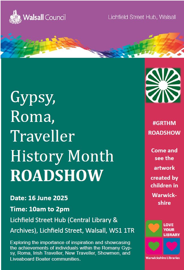 walsallforall's tweet image. You're invited!
Join us for the Gypsy, Roma and Traveller History Month Touring Exhibition – coming to Walsall for the first time!
@ Lichfield Street Hub on Monday 16 June
From 10am – 2pm.