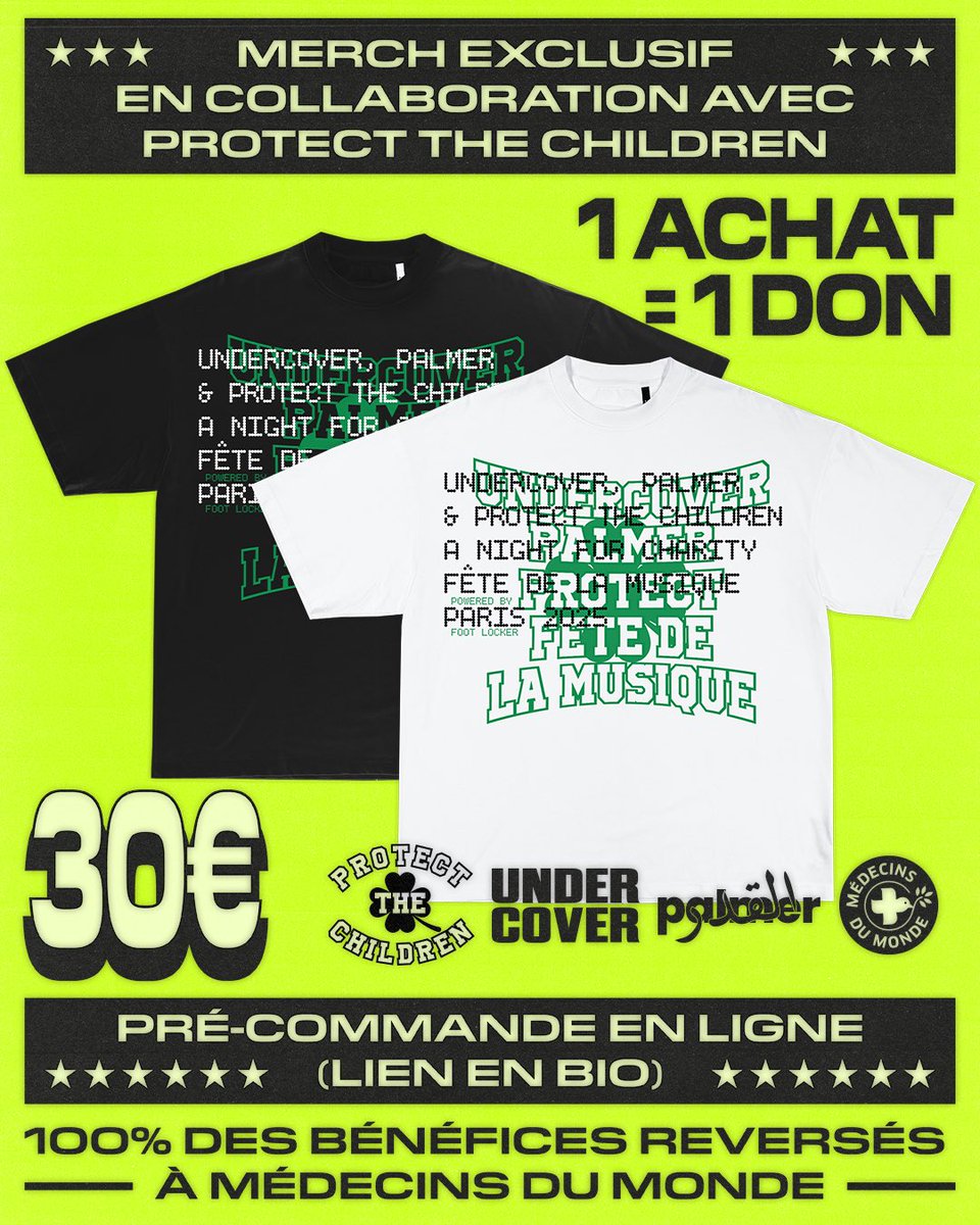 cette année encore on fête la musique pour la bonne cause, merci à tous les impliqués d'avoir pu rendre ça possible  

prenez vos places et vos tshirts en collab avec protect the children ici : bit.ly/m/FETE-DE-LA-M…