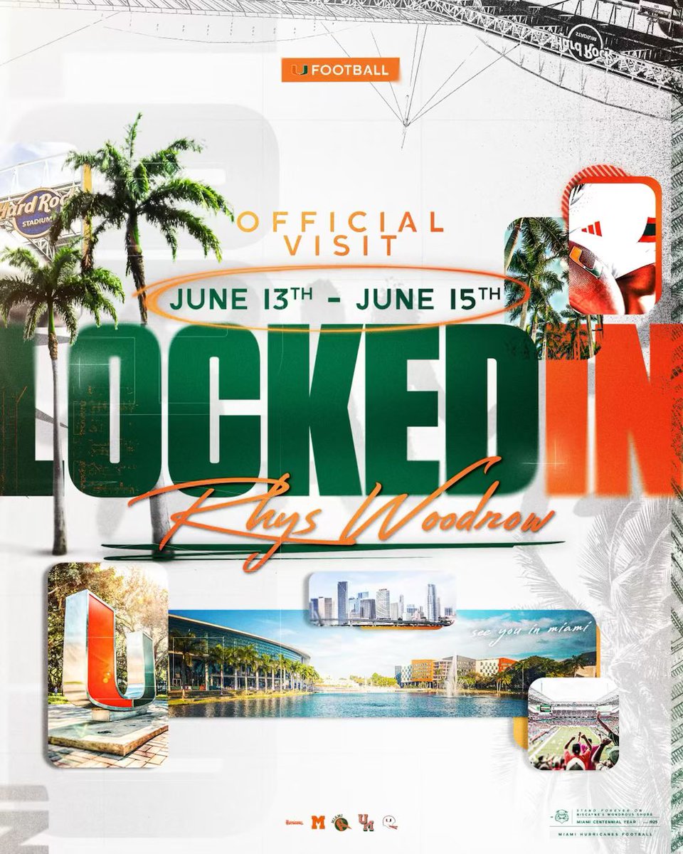 Rhys Woodrow (@rhyswoodrow57) on Twitter photo Excited to be at Miami this weekend for my official visit!!
<a href="/coach_cristobal/">Mario Cristobal</a>
@canesfootball
@coachmirabal
<a href="/dtrain2901/">DENNIS SMITH</a>
@coachfield
<a href="/coachajjohnson/">Andy Johnson</a>
<a href="/Coach_Sprenkel/">Charles Sprenkel</a>
<a href="/TrainDSP/">DeLaCruz Sport Performance</a>
<a href="/trenchmenAC/">Aaron Tank Jones</a> Excited to be at Miami this weekend for my official visit!!
<a href="/coach_cristobal/">Mario Cristobal</a>
@canesfootball
@coachmirabal
<a href="/dtrain2901/">DENNIS SMITH</a>
@coachfield
<a href="/coachajjohnson/">Andy Johnson</a>
<a href="/Coach_Sprenkel/">Charles Sprenkel</a>
<a href="/TrainDSP/">DeLaCruz Sport Performance</a>
<a href="/trenchmenAC/">Aaron Tank Jones</a>