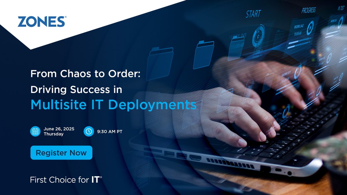 Zones's tweet image. Tired of chaotic IT deployments? Join Ivan Tetyushev to streamline your multisite rollouts! Register now: info.zones.com/driving-succes… #HardwareDeployment #MultisiteIT #ITDeployment #ITInfrastructure #ITRollout #FirstChoiceforIT
