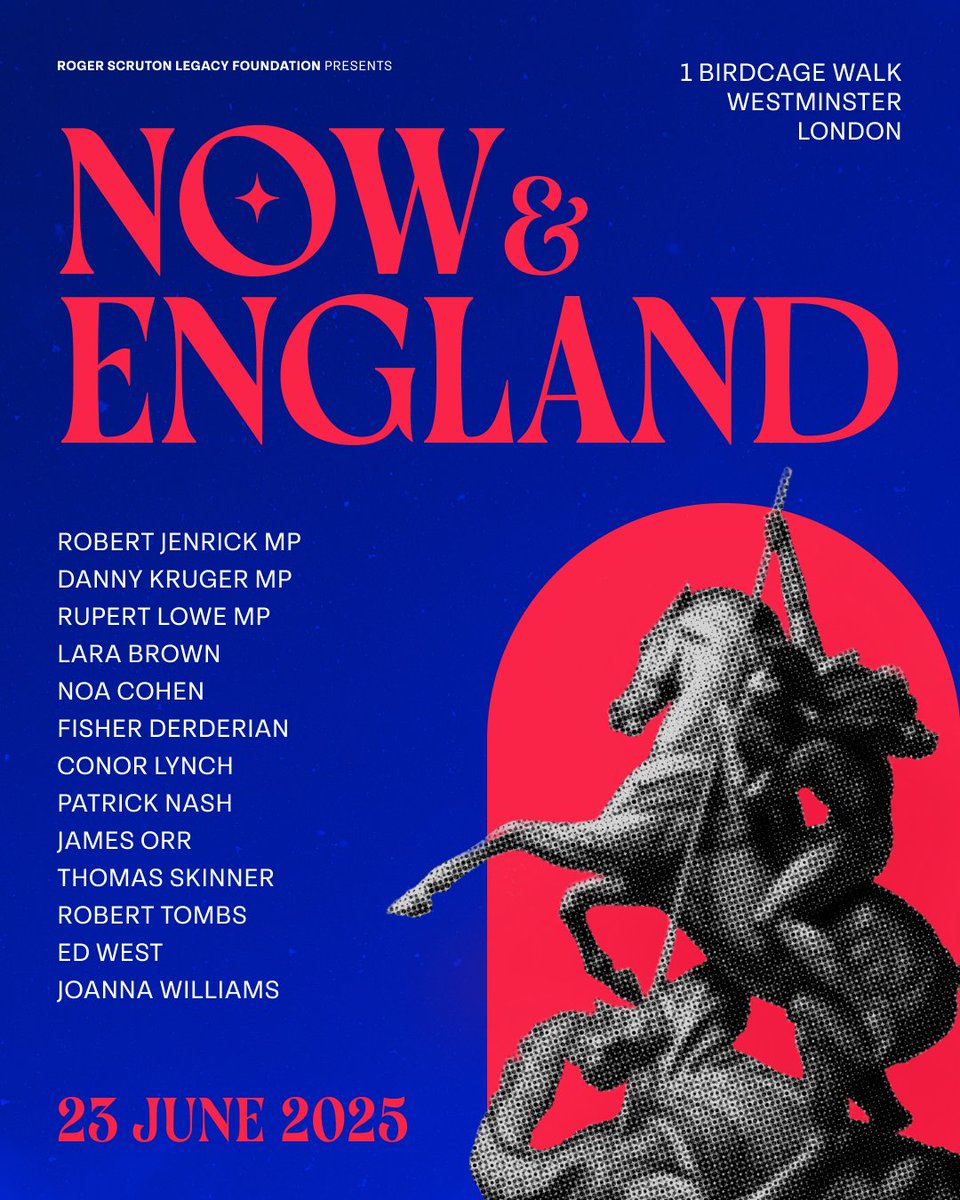 Scruton_Legacy's tweet image. Now and England is a one-day conference hosted by the Roger Scruton Legacy Foundation. Join us for a public conversation about England—its past, its present, and the futures it might yet imagine.
Tickets: now-and-england.eventbrite.com