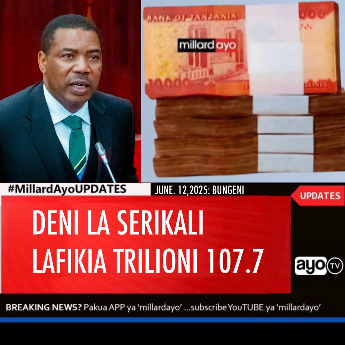 Waziri wa Fedha, Dkt. Mwigulu Nchemba akiwasilisha bajeti kuu ya Serikali leo Juni 12, 2025 Bungeni jijini Dodoma amesema hadi kufikia Aprili 2025 deni la Serikali limefikia shilingi trilioni 107.70, huku akisisitiza kuwa hali ya deni hilo bado ni himilivu kwa mujibu wa tathmini