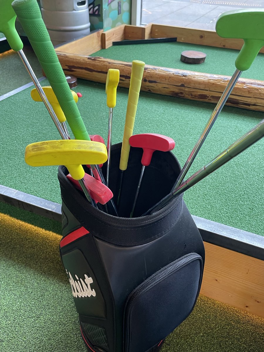 Unleash a fun-filled adventure with a 9-hole mini golf challenge at Flatstick Pub. Who knows, he might even surprise you with his hidden skills! 🏌️‍♂