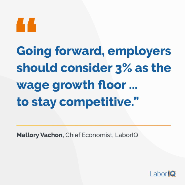 Wage growth isn’t slowing down, it’s resetting.

“With a shrinking talent pool, wages will be pressured … Going forward, employers should consider 3% as the wage growth floor, especially if they want to stay competitive.”
— Mallory Vachon, PhD , Chief Economist, LaborIQ

So,