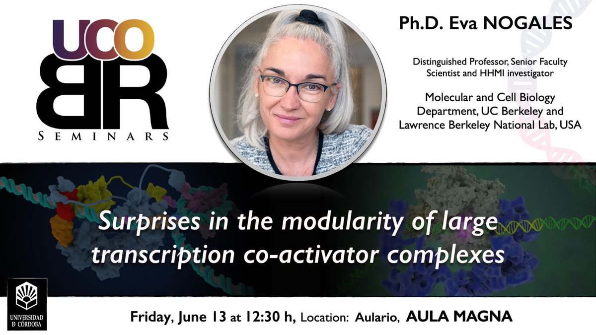 UCO-BRSeminars (@ucobrseminars) on Twitter photo 🌟 TOMORROW! Don’t miss it! 🌟
We are thrilled to welcome Eva Nogales 🧬, a world-leading structural biologist, for a very special talk!
🕓 Time: 12.30
📍 Location: Aula Magna
<a href="/NogalesLab/">The Nogales Lab</a> <a href="/TinaDomnguez/">Tina DM #SinCienciaNOhayFuturo 👩🏻🔬🧬</a> <a href="/SaraZaldivarVet/">Sara Zaldívar 👩🏾🔬👩🏾💻🧬🦠</a> 🌟 TOMORROW! Don’t miss it! 🌟
We are thrilled to welcome Eva Nogales 🧬, a world-leading structural biologist, for a very special talk!
🕓 Time: 12.30
📍 Location: Aula Magna
<a href="/NogalesLab/">The Nogales Lab</a> <a href="/TinaDomnguez/">Tina DM #SinCienciaNOhayFuturo 👩🏻🔬🧬</a> <a href="/SaraZaldivarVet/">Sara Zaldívar 👩🏾🔬👩🏾💻🧬🦠</a>