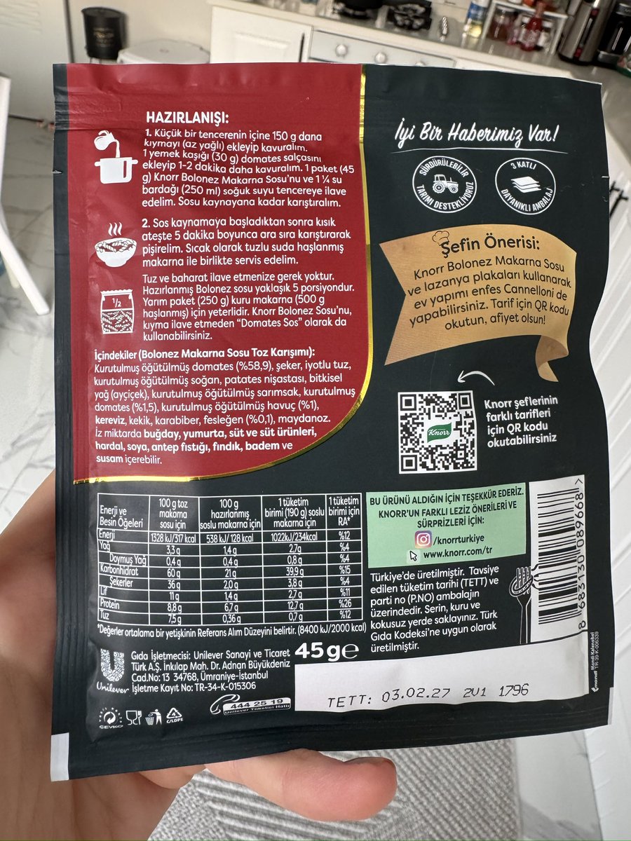 Sevgili <a href="/Knorr/">Knorr</a> buna kıymayı salçayı ben koyacaksam 55 ₺yi neye veriyorum buna ancak bolonez baharatı denir