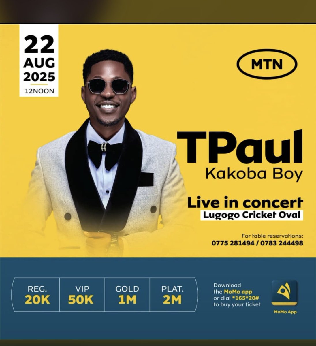 Grab your tickets 🎫 
Lugogo cricket oval is the only place to be on 22nd Aug 2025