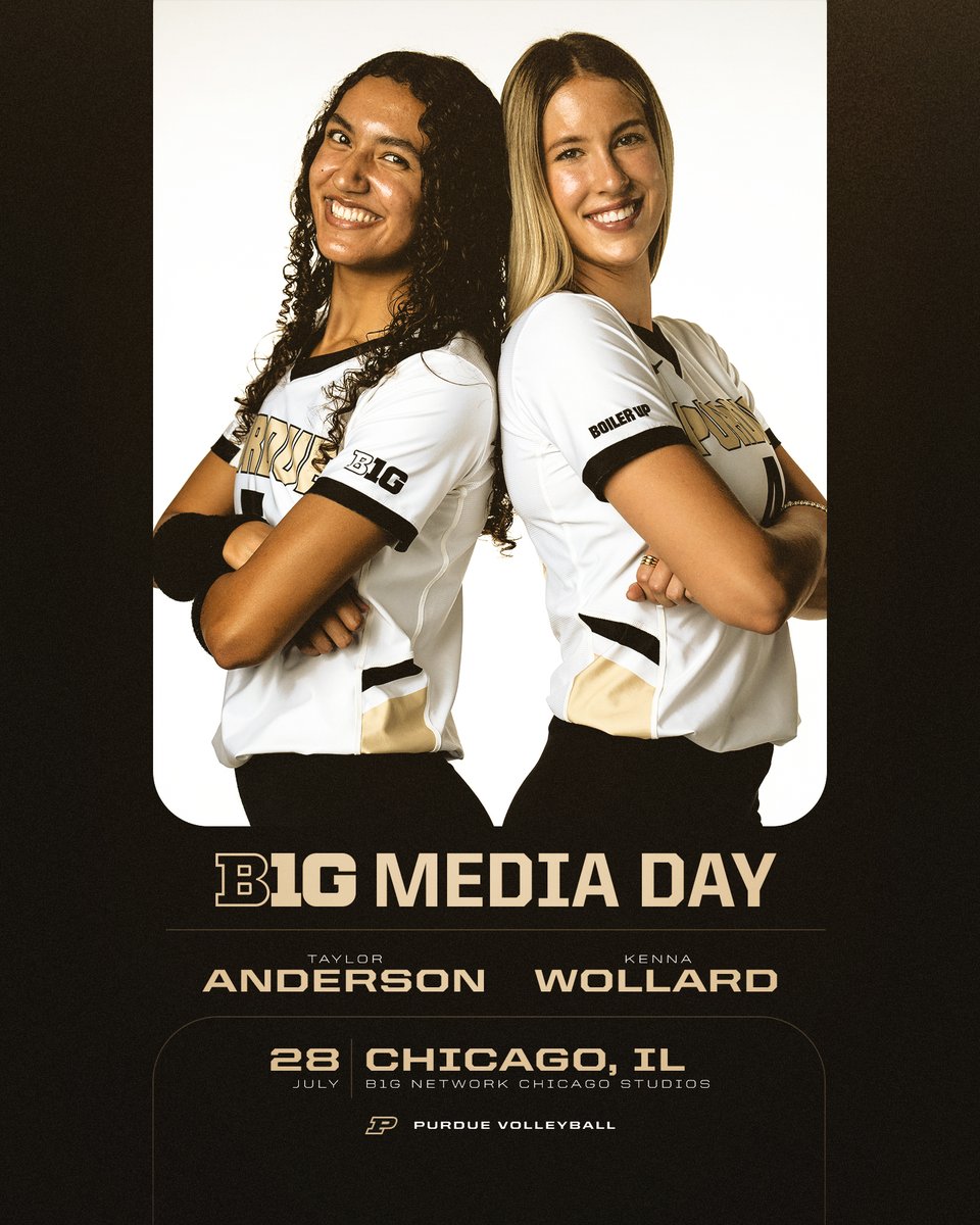 Purdue Volleyball (@purduevb) on Twitter photo Catch <a href="/tay2anderson/">Taylor Anderson</a> and <a href="/KennaWollard/">Kenna</a> in Chicago next month for <a href="/B1GVolleyball/">Big Ten Volleyball</a> Media Day! π₯πΈ Catch <a href="/tay2anderson/">Taylor Anderson</a> and <a href="/KennaWollard/">Kenna</a> in Chicago next month for <a href="/B1GVolleyball/">Big Ten Volleyball</a> Media Day! π₯πΈ