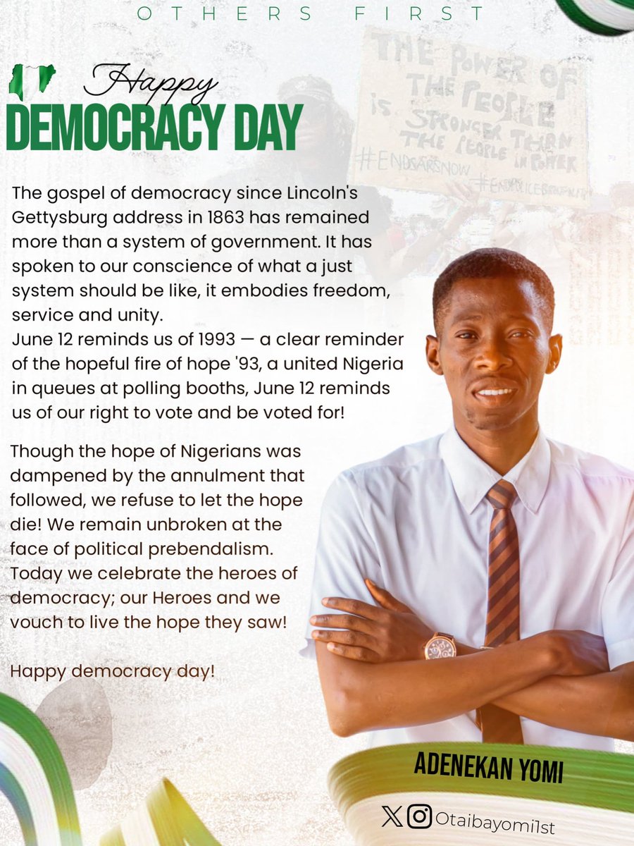 OtaibaYomi1st's tweet image. #Democracyday
#Othersfirst
