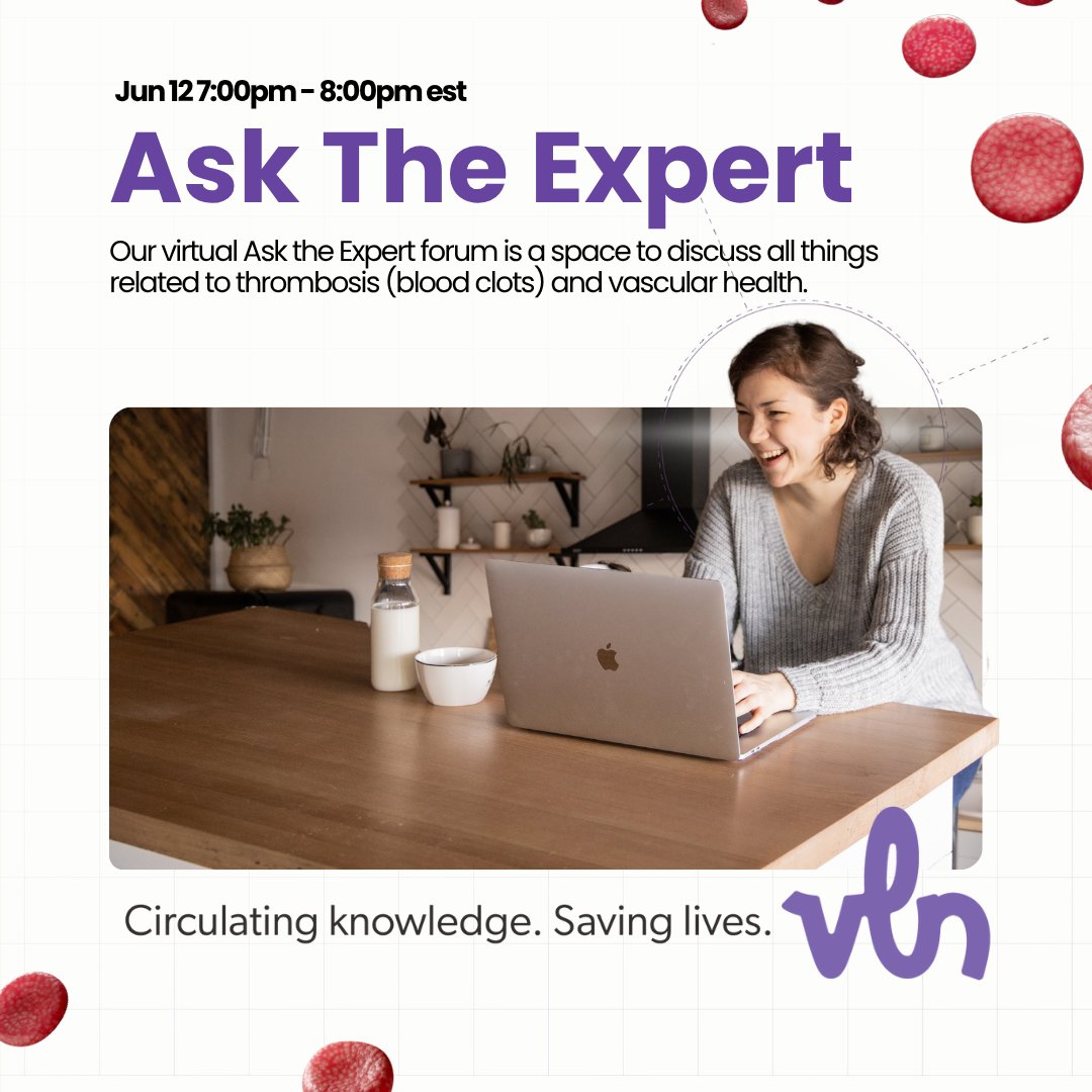Vasculearn Network (@vasculearn) on Twitter photo Your patients are not alone—and they deserve answers. Don't let them miss our virtual support group event, this evening!
Invite them to join "Ask the Expert", a warm and inviting forum where patients and caregivers can learn from thrombosis specialists, ask questions, and Your patients are not alone—and they deserve answers. Don't let them miss our virtual support group event, this evening!
Invite them to join "Ask the Expert", a warm and inviting forum where patients and caregivers can learn from thrombosis specialists, ask questions, and