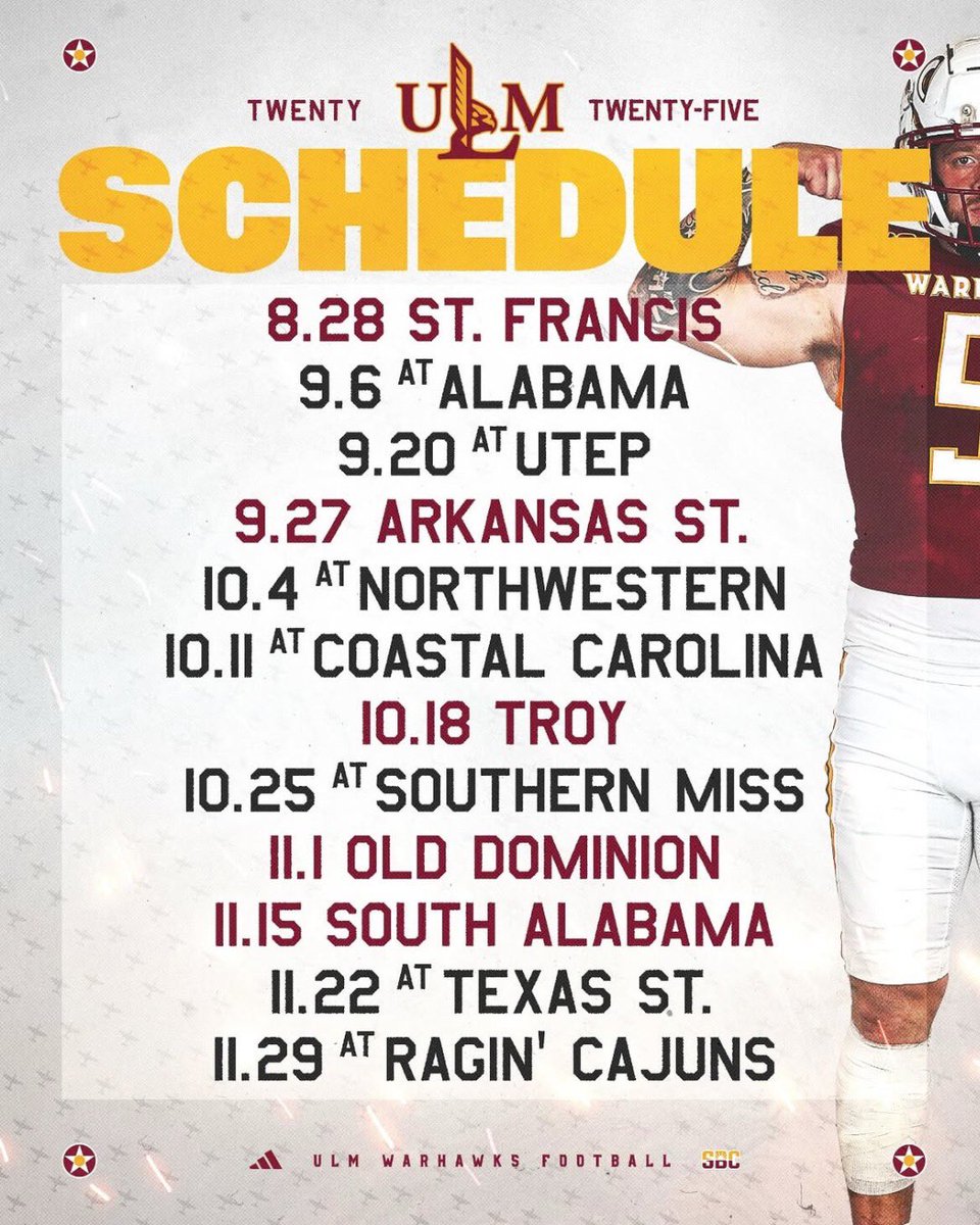 Visit  ulmwarhawks.com to get ULMFB tickets. See you at Malone Stadium,  Go Warhawks!