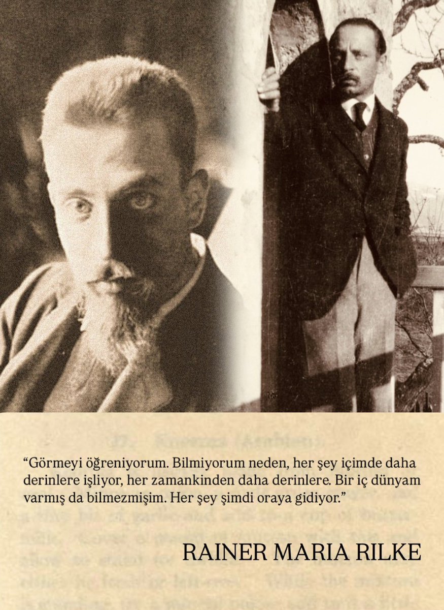 onurbayazit_'s tweet image. “görmeyi öğreniyorum. bilmiyorum neden, her şey içimde daha derinlere işliyor, her zamankinden daha derinlere. bir iç dünyam varmış da bilmezmişim. her şey şimdi oraya gidiyor.”
ich lerne sehen. ich weiß nicht, woran es liegt, es geht alles tiefer in mich ein und bleibt nicht an…