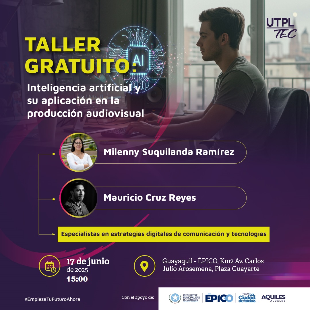 💡Taller gratuito: "Inteligencia Artificial y su aplicación en la Producción Audiovisual"
⚙️Aprende herramientas de la IA para la producción audiovisual, para aplicar en emprendimientos y/o negocios.
🗓️17 de junio
🕐15:00
📍 EPICO, Plaza Guayarte
🖥️ bit.ly/EventoGratuito…