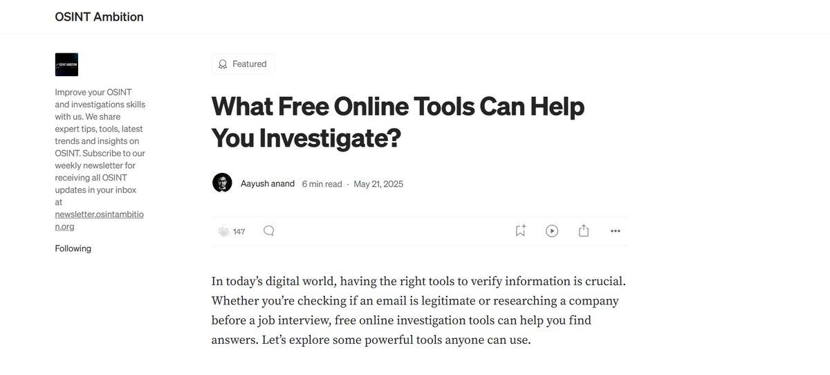 🚨 OSINT Investigators, Journalists, Cyber Sleuths ,Bookmark This Now. 

What if I told you some of the most powerful tools used in digital investigations are completely free, almost nobody talks about them, and they’re hiding in plain sight?

📖 Read it now →