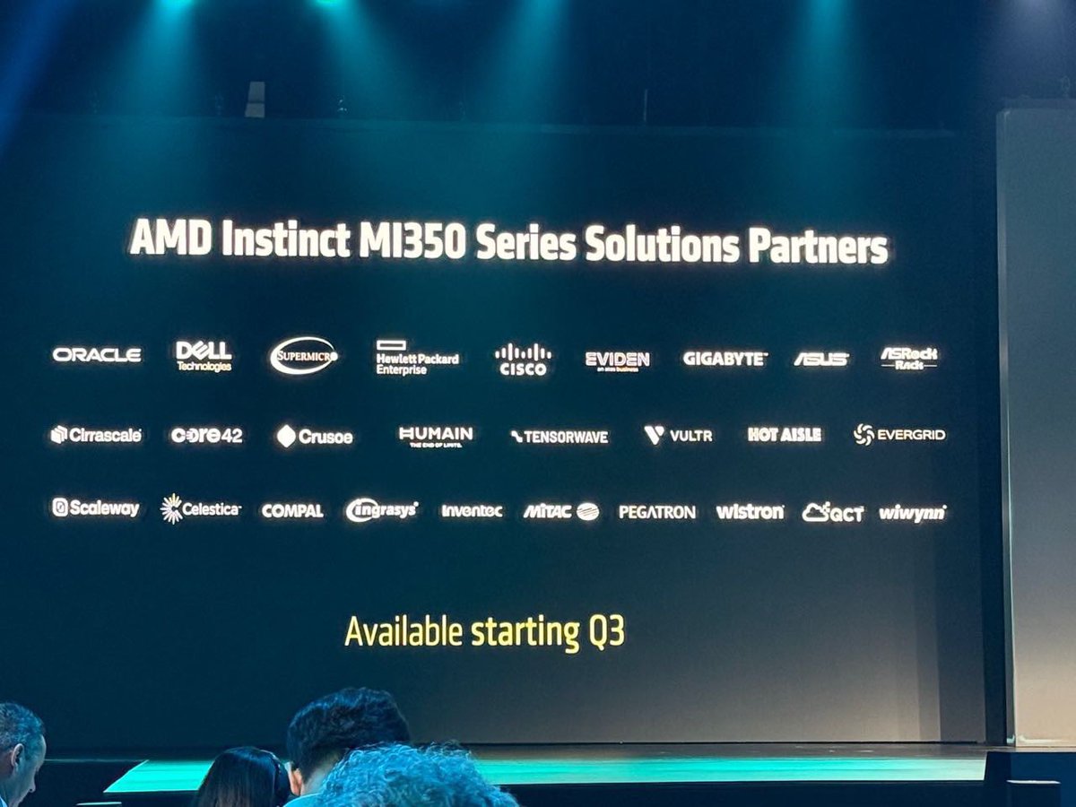 Lisa Su: “I'm happy to announce that MI355 production shipments actually started earlier this month, and we have the initial wave of partners on track to launch platforms and public cloud instances here in the third quarter.” There we go….
$AMD