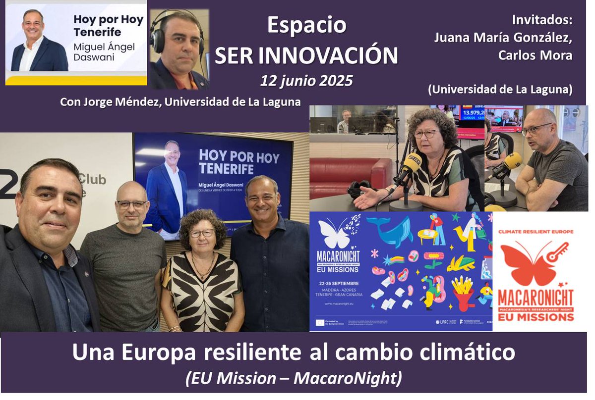 "Una Europa resiliente al cambio climático". Conoce la intersante labor🔬 sobre la flora amenazada🌱🌴 y las especies marinas 🦈🐬por los investigadores <a href="/ULL/">Universidad de La Laguna</a>
Juana María González y Carlos Mora
(EU Mission - MacaroNight🇪🇺)
Escucha entrevista 🎙📻aquí  👉🏻
youtu.be/5vLkMhOp5Lo