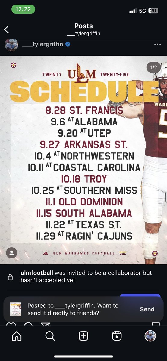 Visit ulmwarhawks.com to get
ULMFB tickets. Go Warhawks!