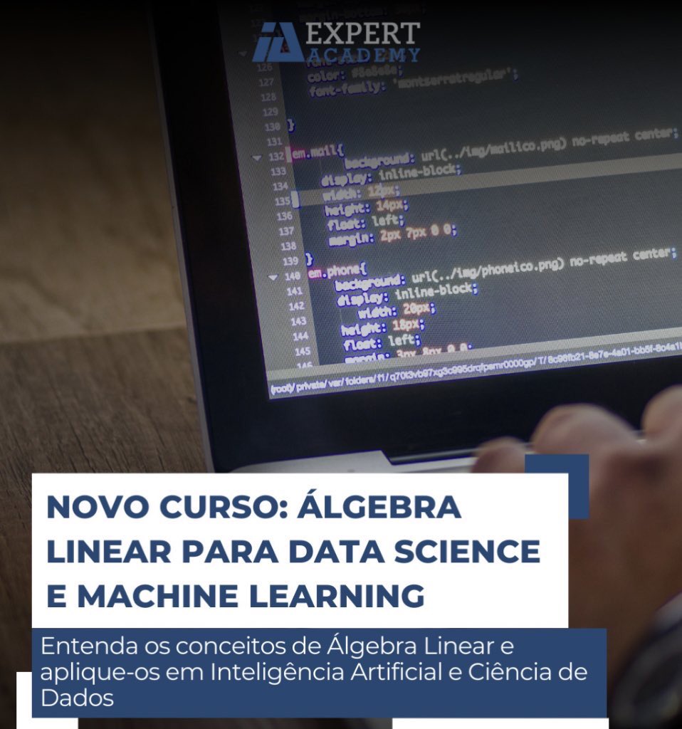 LayTXT's tweet image. O social mídia foi no Google imagens e buscou “computador programação” e pegou um CSS pra usar na divulgação de um baita curso de Álgebra Linear pra Machine Learning. :P