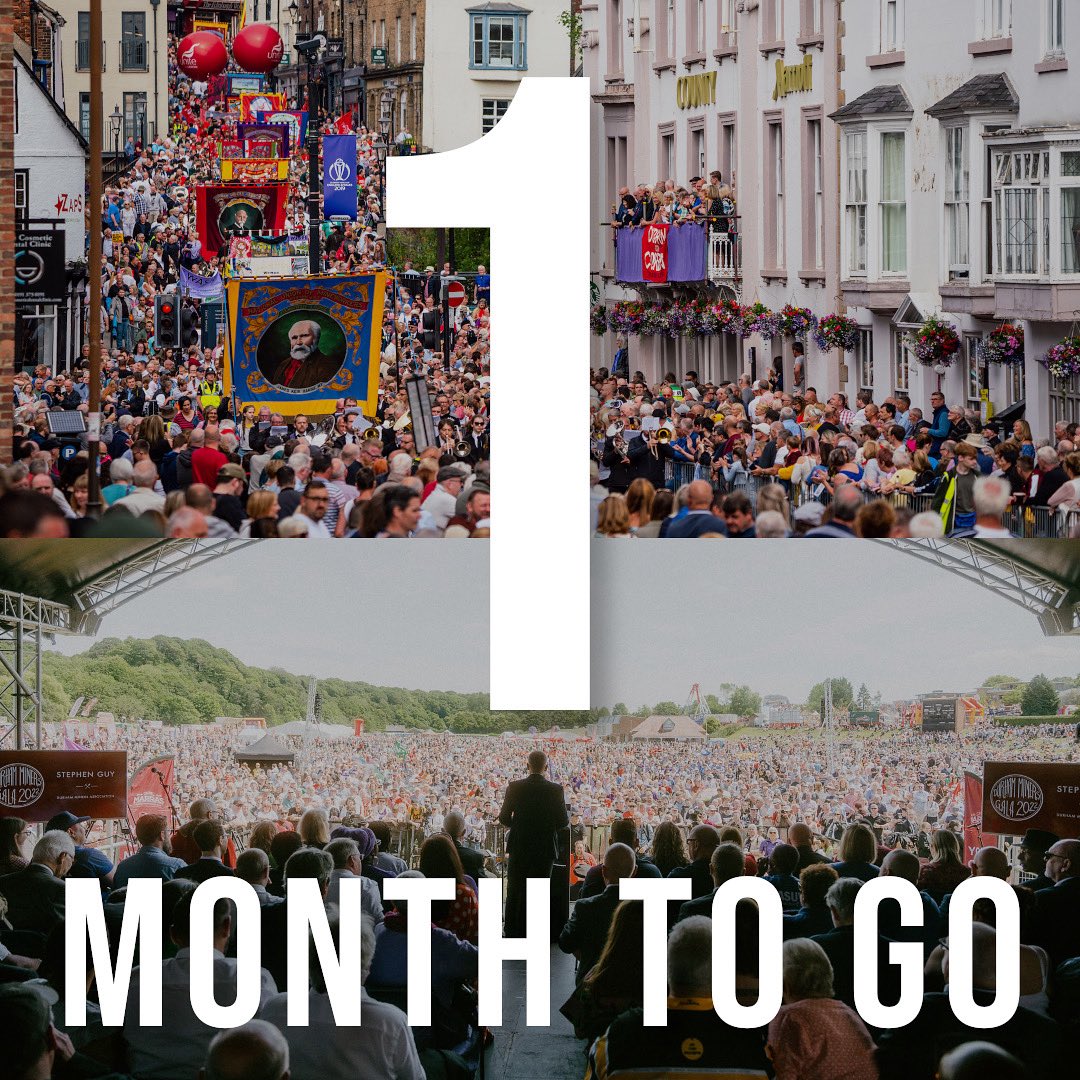 The 139th #DurhamMinersGala takes place one month today - on Saturday 12 July 2025.

Who’ll be with us?