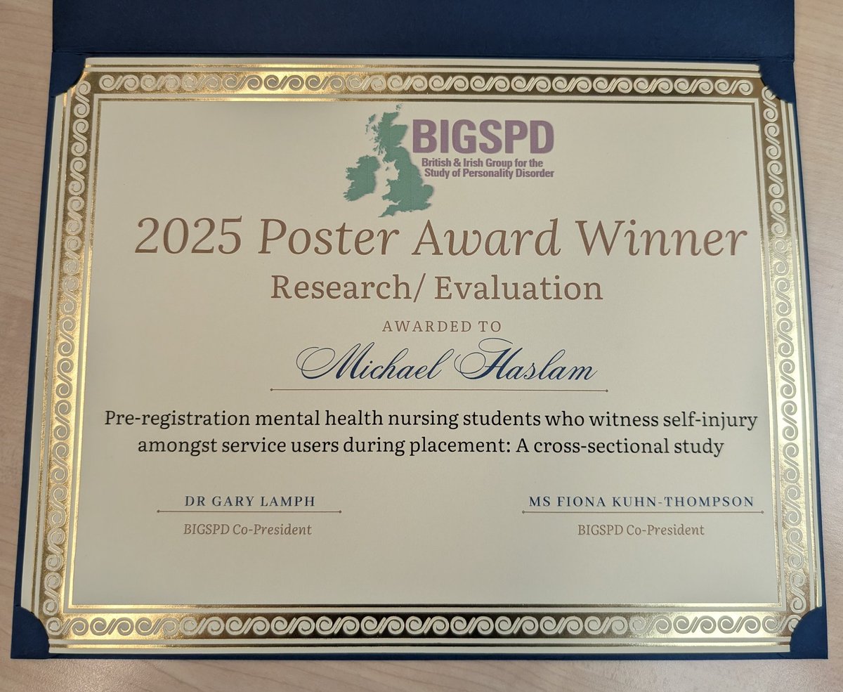 Mike Haslam (@mbhaslam) on Twitter photo Humbled also to have won the poster prize for the category of research and evaluation at #bigspd25 this year. Ours sat among so many wonderful entries. This is shared also with colleagues from <a href="/HuddersfieldUni/">University of Huddersfield</a>, <a href="/uniofbeds/">uniofbeds</a>, <a href="/LivUni/">University of Liverpool</a> and <a href="/UniofStaffs/">University of Staffordshire</a>. <a href="/BIG_SPD/">BIGSPD</a> <a href="/Uni_Lancashire/">The University of Central Lancashire - UCLan</a> Humbled also to have won the poster prize for the category of research and evaluation at #bigspd25 this year. Ours sat among so many wonderful entries. This is shared also with colleagues from <a href="/HuddersfieldUni/">University of Huddersfield</a>, <a href="/uniofbeds/">uniofbeds</a>, <a href="/LivUni/">University of Liverpool</a> and <a href="/UniofStaffs/">University of Staffordshire</a>. <a href="/BIG_SPD/">BIGSPD</a> <a href="/Uni_Lancashire/">The University of Central Lancashire - UCLan</a>
